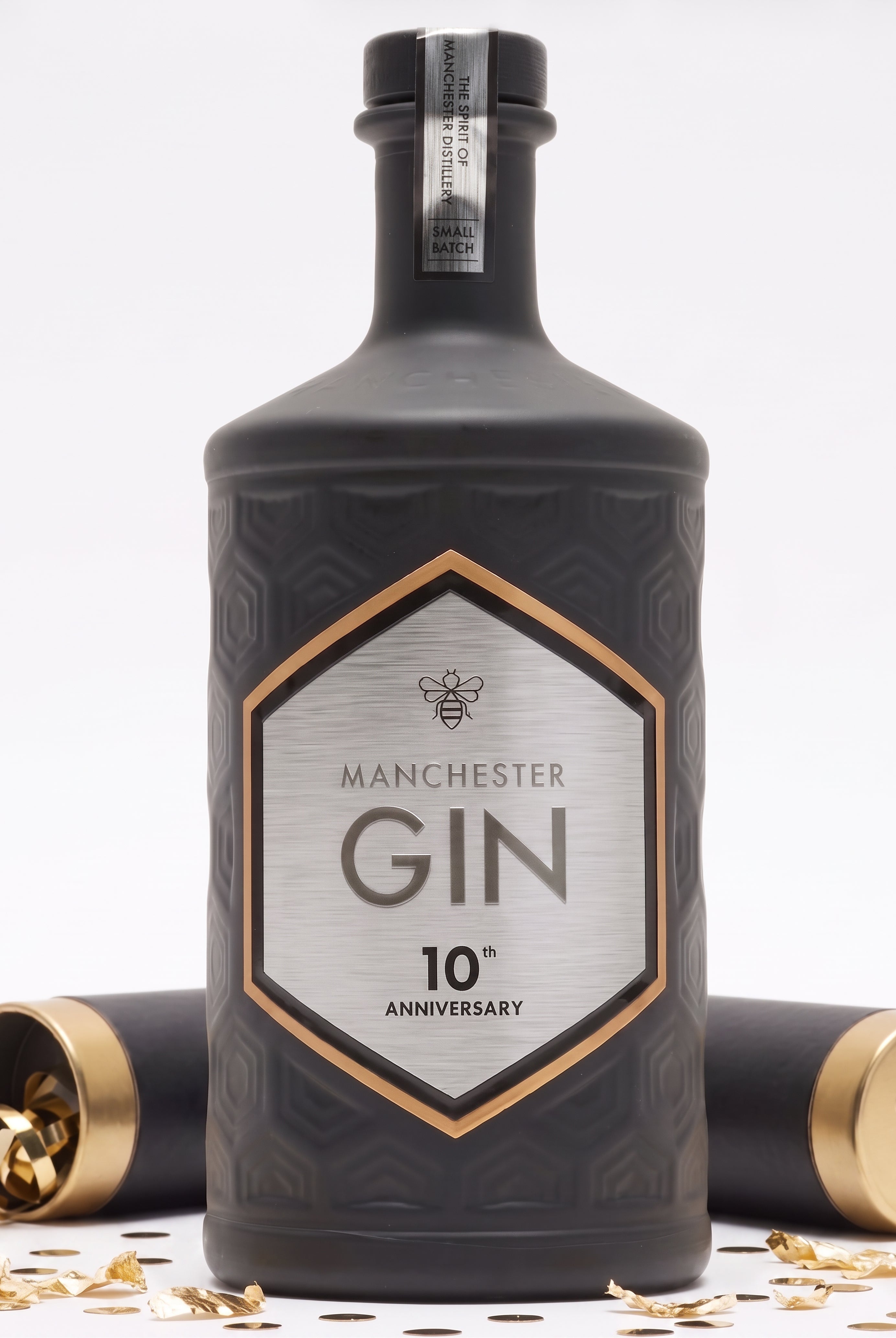 Manchester Gin 10th Anniversary Edition presented as a luxury 10th wedding anniversary gift